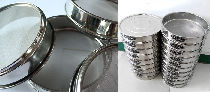 標準土壤篩，篩框與篩網(wǎng)展示圖。